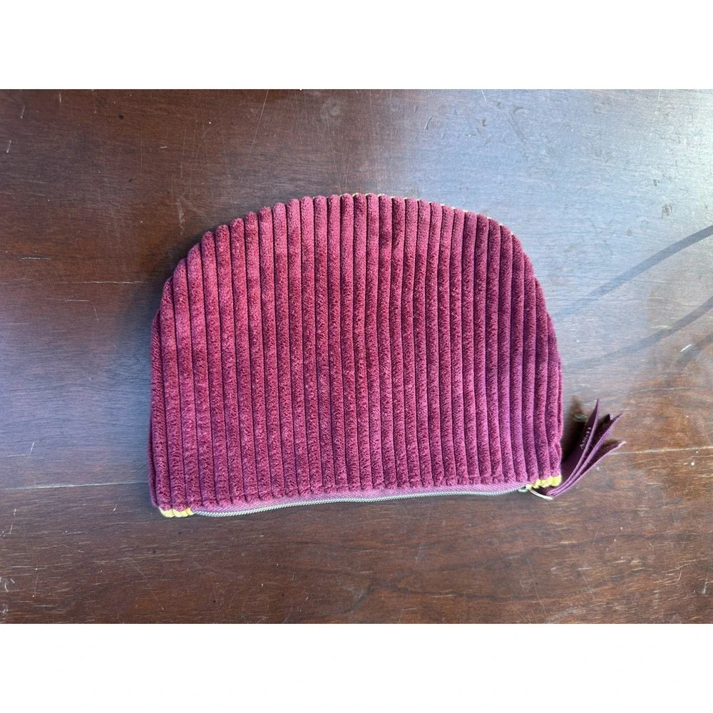 IPsy Yellow Purple Makeup Bag Corduroy WALLET GIRLS POUCH zip Zipper Cash GLAM
